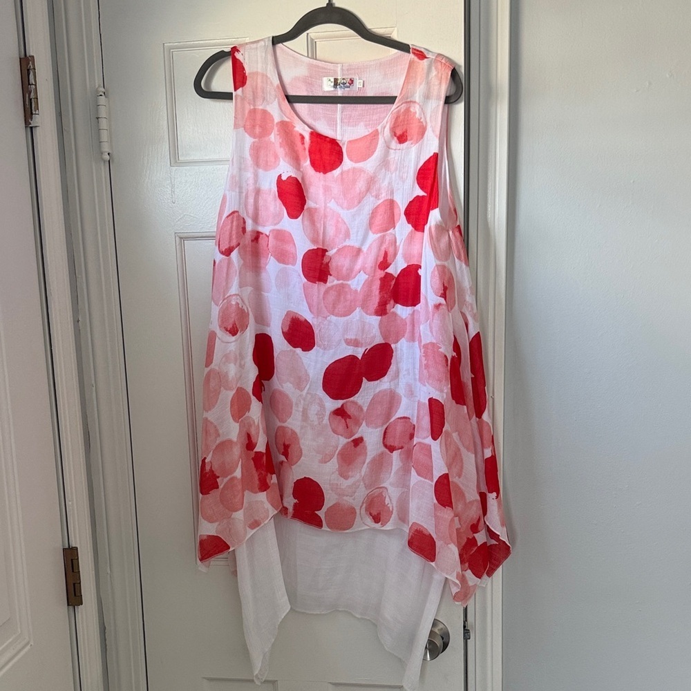 India Boutique Red and Pink Sleeveless Tunic